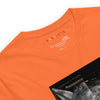 Neck Orange: FUTURISTIC CAT WOMAN Premium Crew Neck T-Shirt in Orange (Neck View)