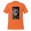 Front Ghost Orange: FUTURISTIC CAT WOMAN Premium Crew Neck T-Shirt in Orange (Front Ghost View)