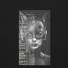 Design Front Black: FUTURISTIC CAT WOMAN Premium Crew Neck T-Shirt in Black (Design View)