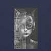 Design Front Navy: FUTURISTIC CAT WOMAN Premium Crew Neck T-Shirt in Navy (Design View)