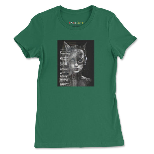 FUTURISTIC CAT WOMEN 2050 Premium Tee in Kelly - Rarileto - Front View