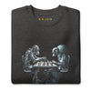 Folded Front: FUTURISTIC MONKEY CHESS Sweatshirt in Charcoal Heather - Folded Front View