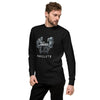 Male Model Front: FUTURISTIC MONKEY CHESS Sweatshirt in Black on Male Model