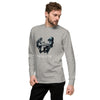 Male Model Front: FUTURISTIC MONKEY CHESS Sweatshirt in Gray on Male Model