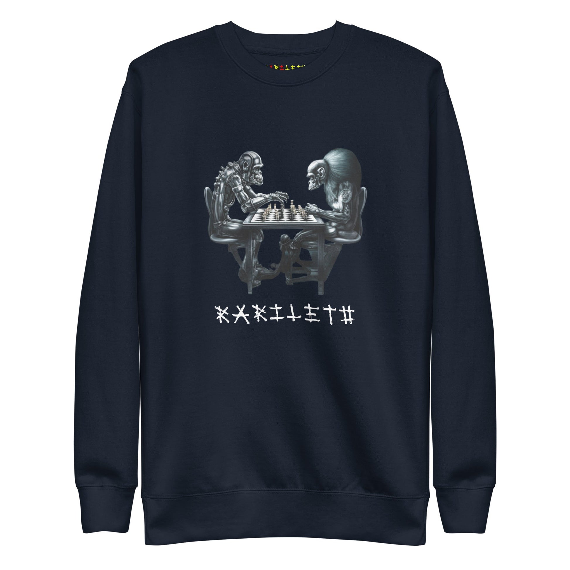 Front: FUTURISTIC MONKEY CHESS Sweatshirt in Navy