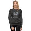 Female Model Front: FUTURISTIC MONKEY CHESS Sweatshirt in Charcoal Heather on Female Model