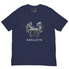 Front Navy: FUTURISTIC ROBOT MONKEY CHESS PLAYERS Premium Crewneck T-Shirt in Navy