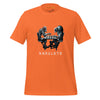 Front Ghost Orange: FUTURISTIC ROBOT MONKEY CHESS PLAYERS Premium Crewneck T-Shirt in Orange (Front Ghost View)