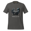 Front Ghost Asphalt: FUTURISTIC ROBOT MONKEY CHESS PLAYERS Premium Crewneck T-Shirt in Asphalt (Front Ghost View)