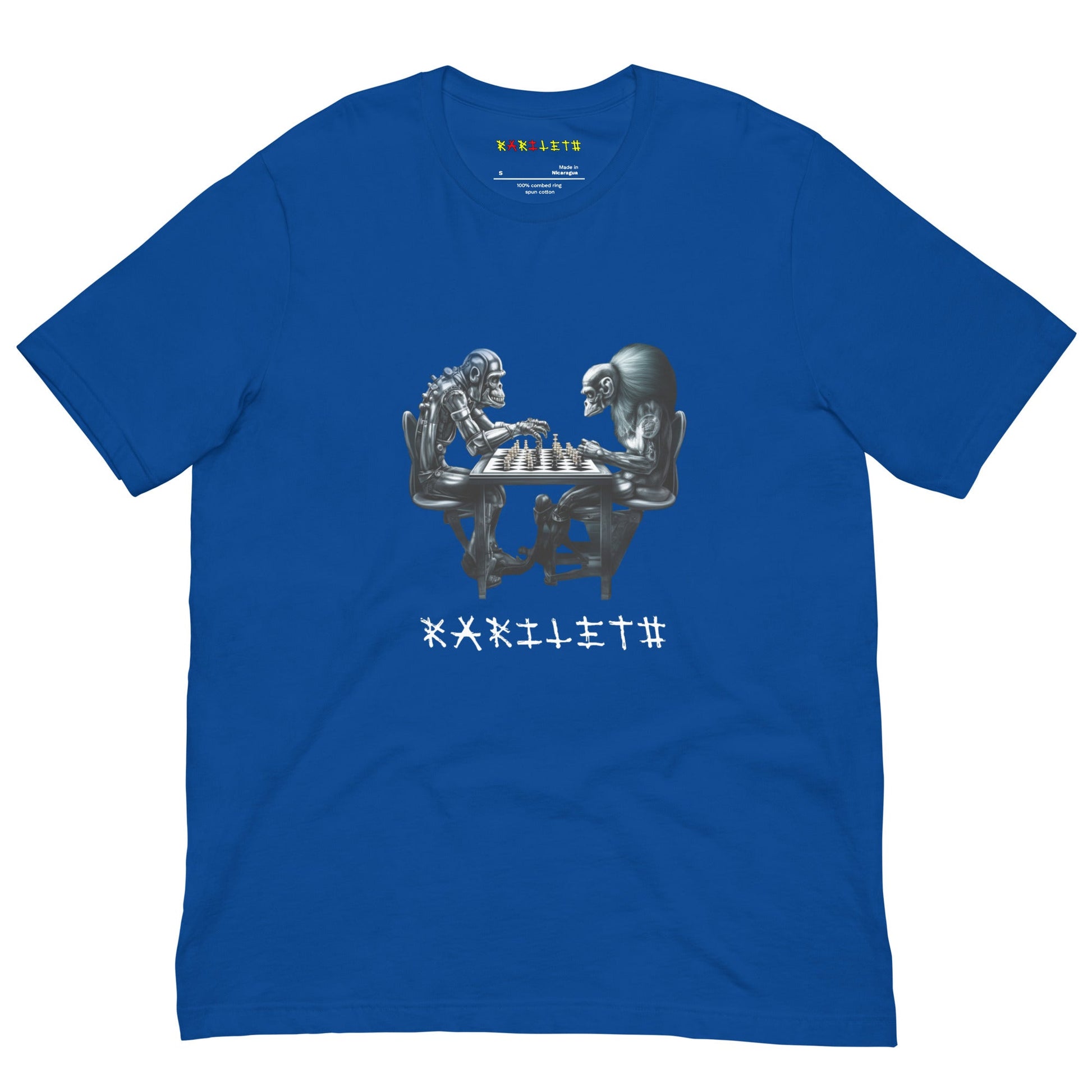 Front Royal: FUTURISTIC ROBOT MONKEY CHESS PLAYERS Premium Crewneck T-Shirt in Royal