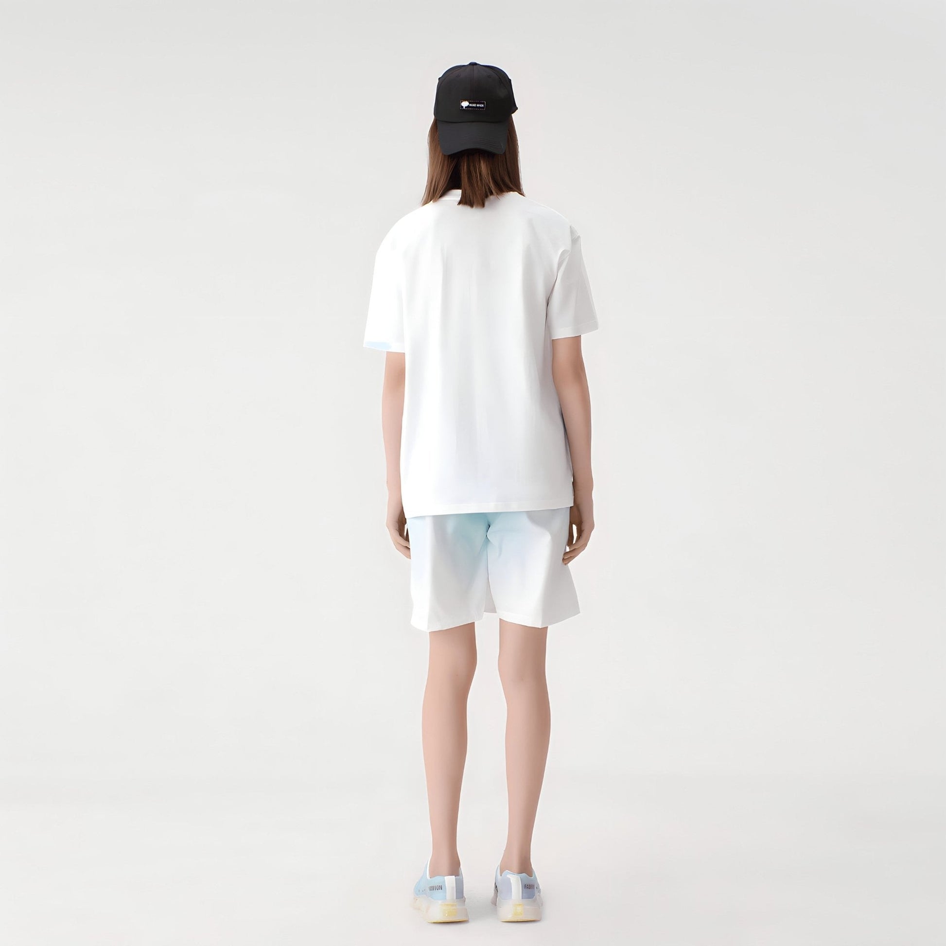 GLOOMY Heavyweight Drop Shoulder Thick Unisex Tee - White - Back View on model - Rarileto