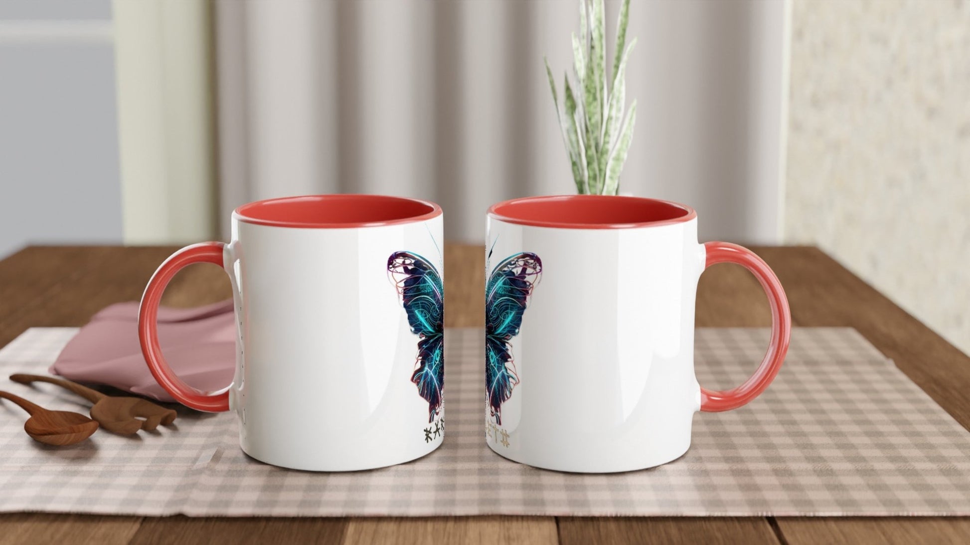 GLOWING BUTTERFLY Mug with Color Inside - Rarileto