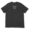 Back Dark Gray Heather: GLOWING BUTTERFLY Premium Crewneck T-Shirt in Dark Gray Heather