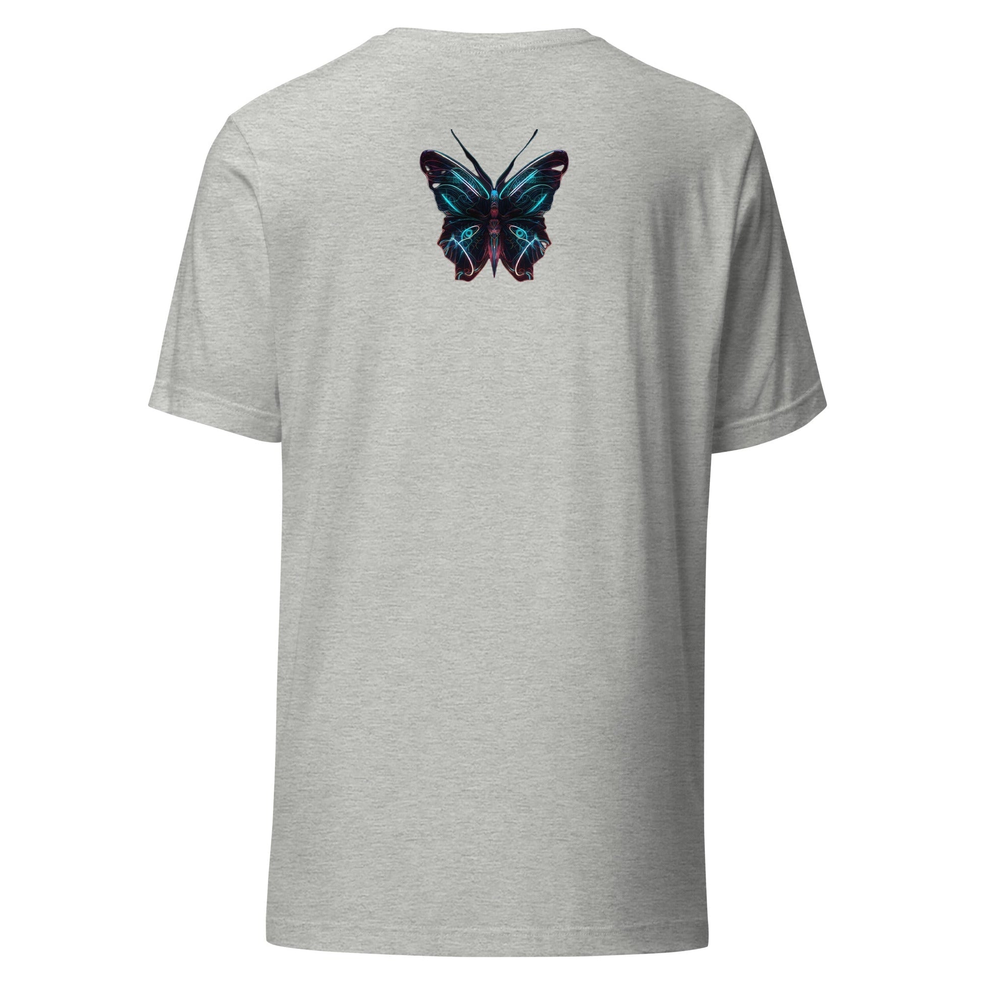 Back Ghost Athletic Heather: GLOWING BUTTERFLY Premium Crewneck T-Shirt in Athletic Heather (Back Ghost View)