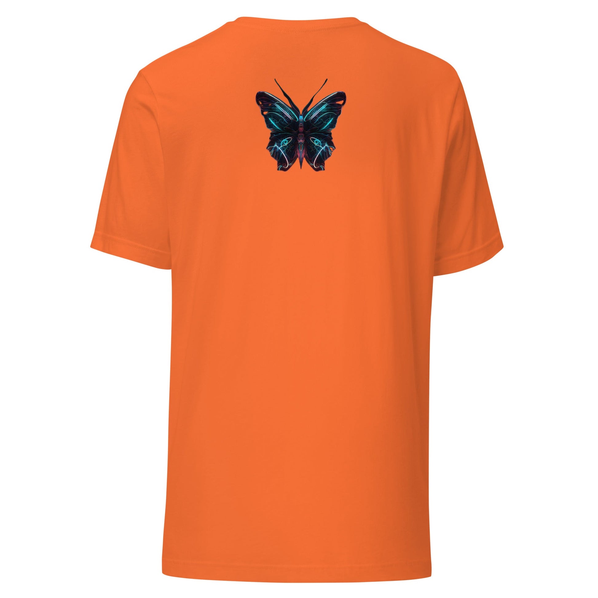 Back Ghost Orange: GLOWING BUTTERFLY Premium Crewneck T-Shirt in Orange (Back Ghost View)