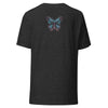 Back Ghost Dark Gray Heather: GLOWING BUTTERFLY Premium Crewneck T-Shirt in Dark Gray Heather (Back Ghost View)