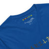 Neck Royal: GLOWING BUTTERFLY Premium Crewneck T-Shirt in Royal (Neck View)