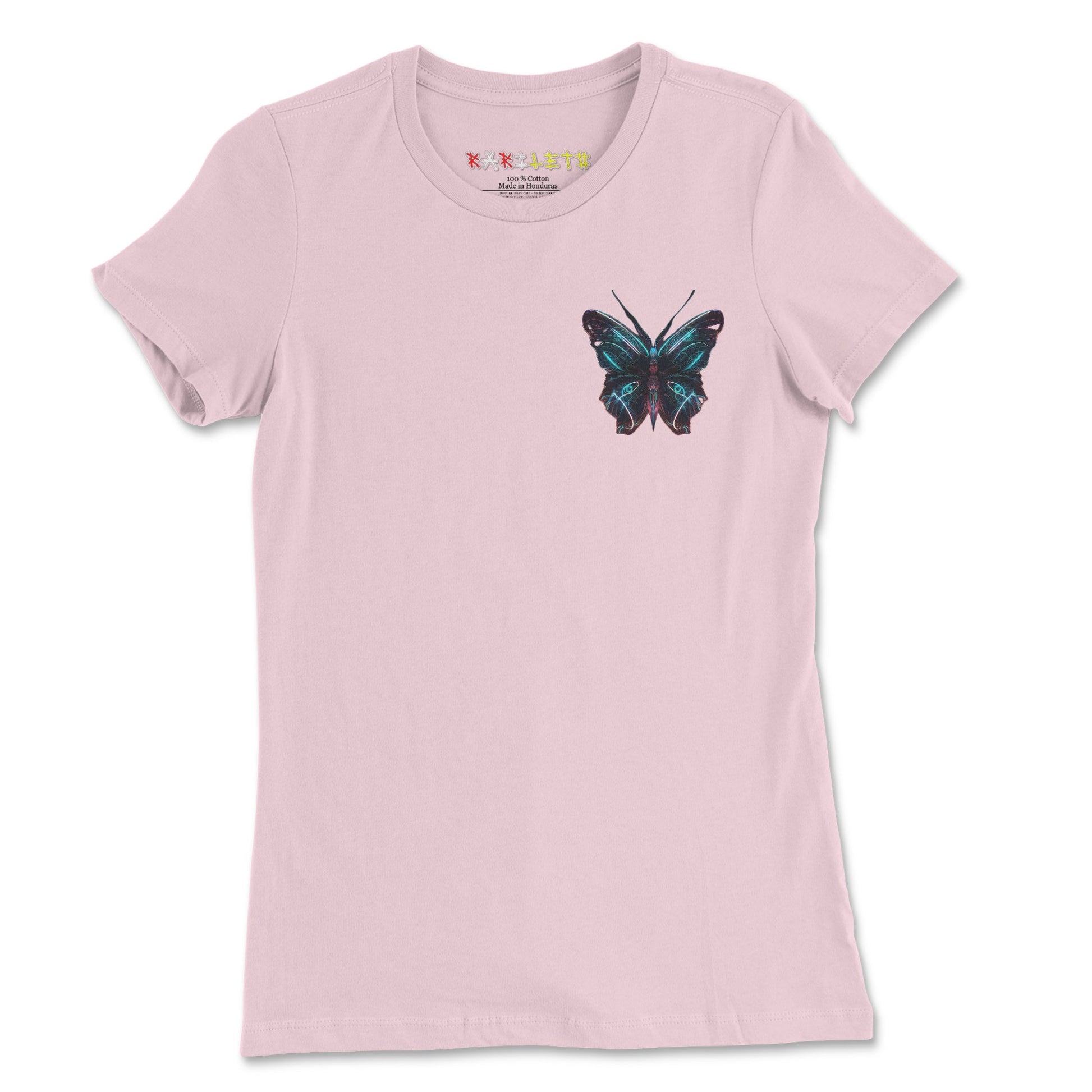 Front Pink: GLOWING BUTTERFLY Premium Tee in Pink - Front View

