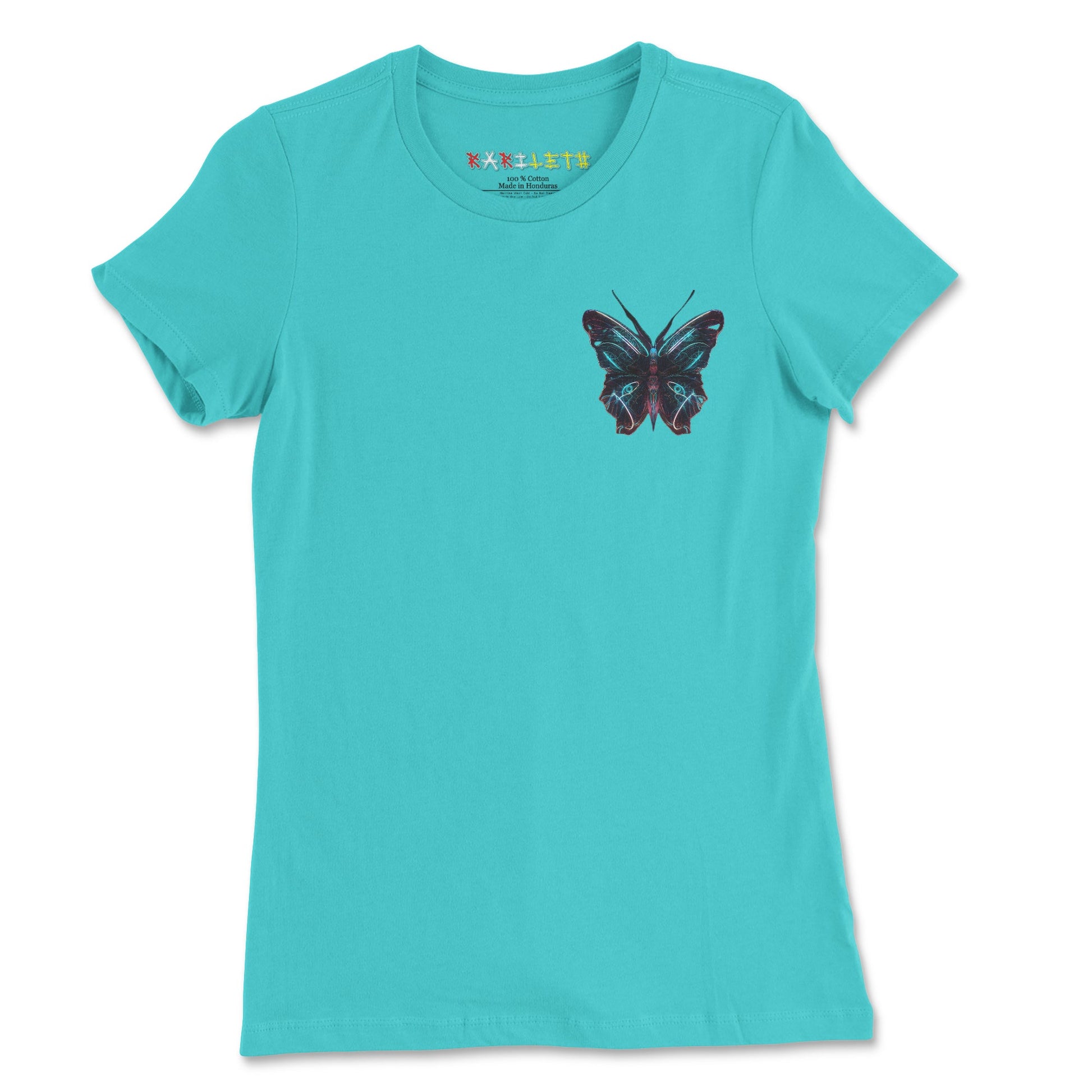 Front Teal: GLOWING BUTTERFLY Premium Tee in Teal - Front View

