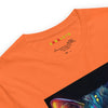 Neck Orange: GLOWING CAT Premium Crewneck T-Shirt in Orange (Neck View)