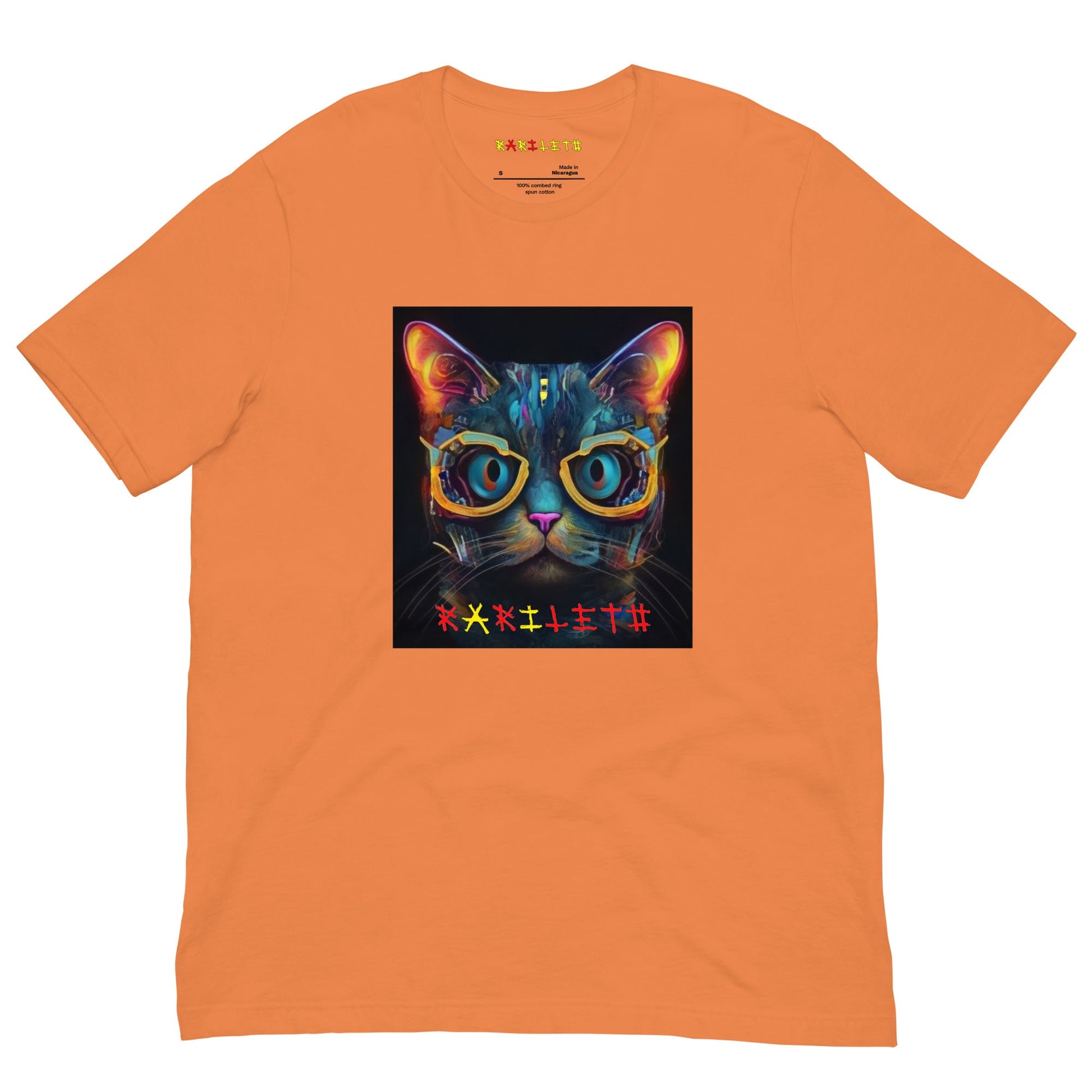 Front Coral: GLOWING CAT Premium Crewneck T-Shirt in Coral