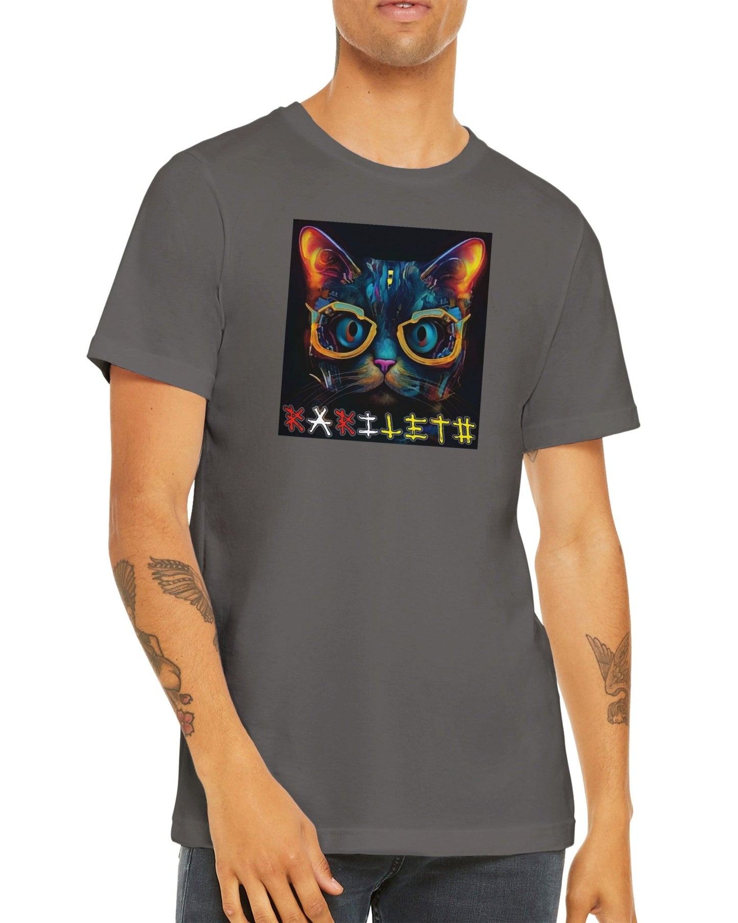 GLOWING CAT Premium Crewneck T-Shirt - Rarileto