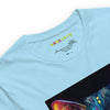 Baby Blue Neck Front View of GLOWING CAT Premium Crewneck T-Shirt