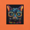 Design Front Orange: GLOWING CAT Premium Crewneck T-Shirt in Orange (Design View)