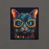 Design Front Asphalt: GLOWING CAT Premium Crewneck T-Shirt in Asphalt (Design View)