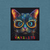 Teal Design Front View of GLOWING CAT Premium Crewneck T-Shirt