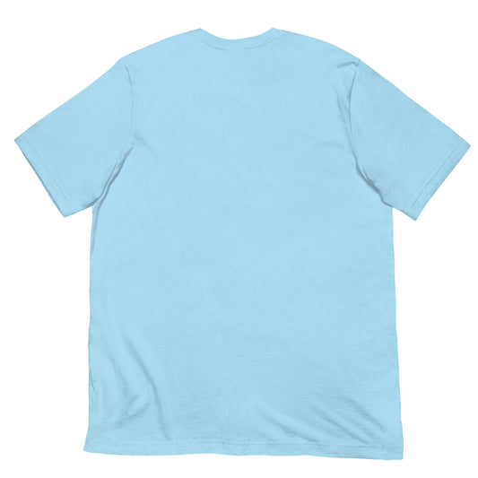 Baby Blue Back View of GLOWING CAT Premium Crewneck T-Shirt