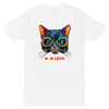 White Front View of GLOWING CAT Premium Heavyweight T-Shirt