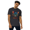 GLOWING CAT Premium Heavyweight T-Shirt - Color Carbon Grey - Front View on Model - Rarileto
