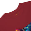 GLOWING CAT Premium Heavyweight T-Shirt - Color Brick Red - Front Neck View - Rarileto
