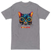 GLOWING CAT Premium Heavyweight T-Shirt - Color Charcoal Heather - Front View - Rarileto
