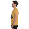 Mustard Tri-Blend Left Side on Model of GOSSY Tri-Blend Short Sleeve T-Shirt