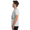 White Fleck Tri-Blend Left Side on Model of GOSSY Tri-Blend Short Sleeve T-Shirt