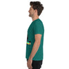 Teal Tri-Blend Left Side on Model of GOSSY Tri-Blend Short Sleeve T-Shirt