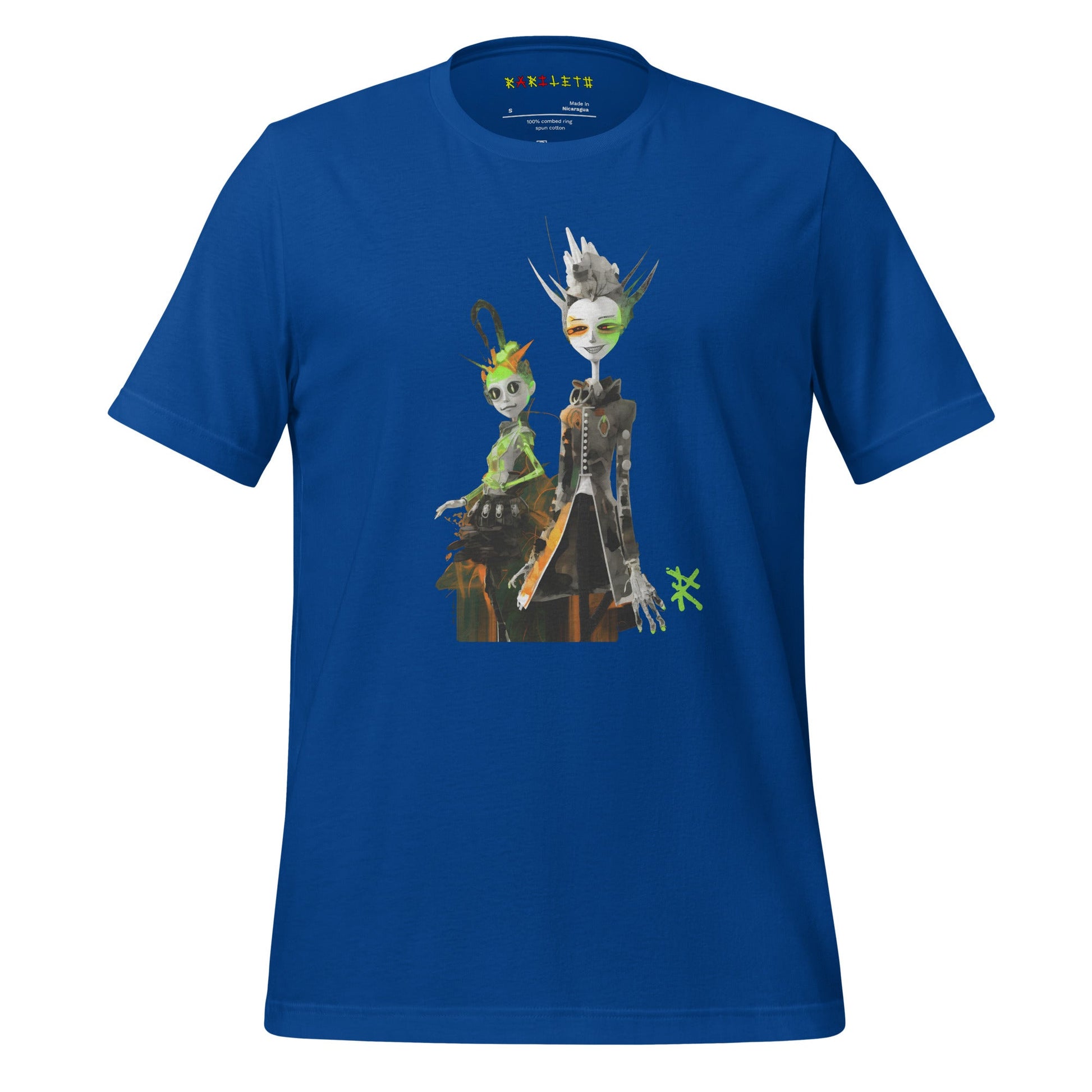 Front Ghost Royal: GREEN META ALIEN Premium Crewneck T-Shirt in Royal (Front Ghost View)