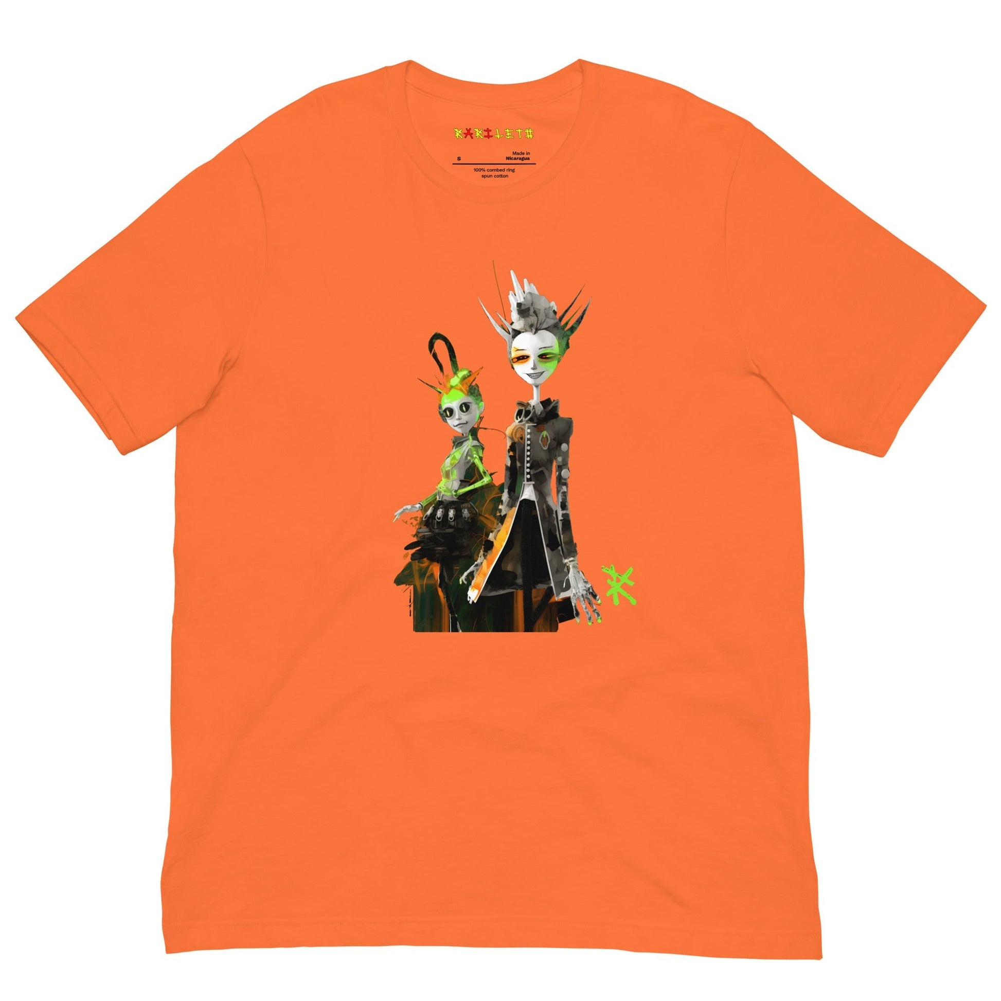 Front Orange: GREEN META ALIEN Premium Crewneck T-Shirt in Orange