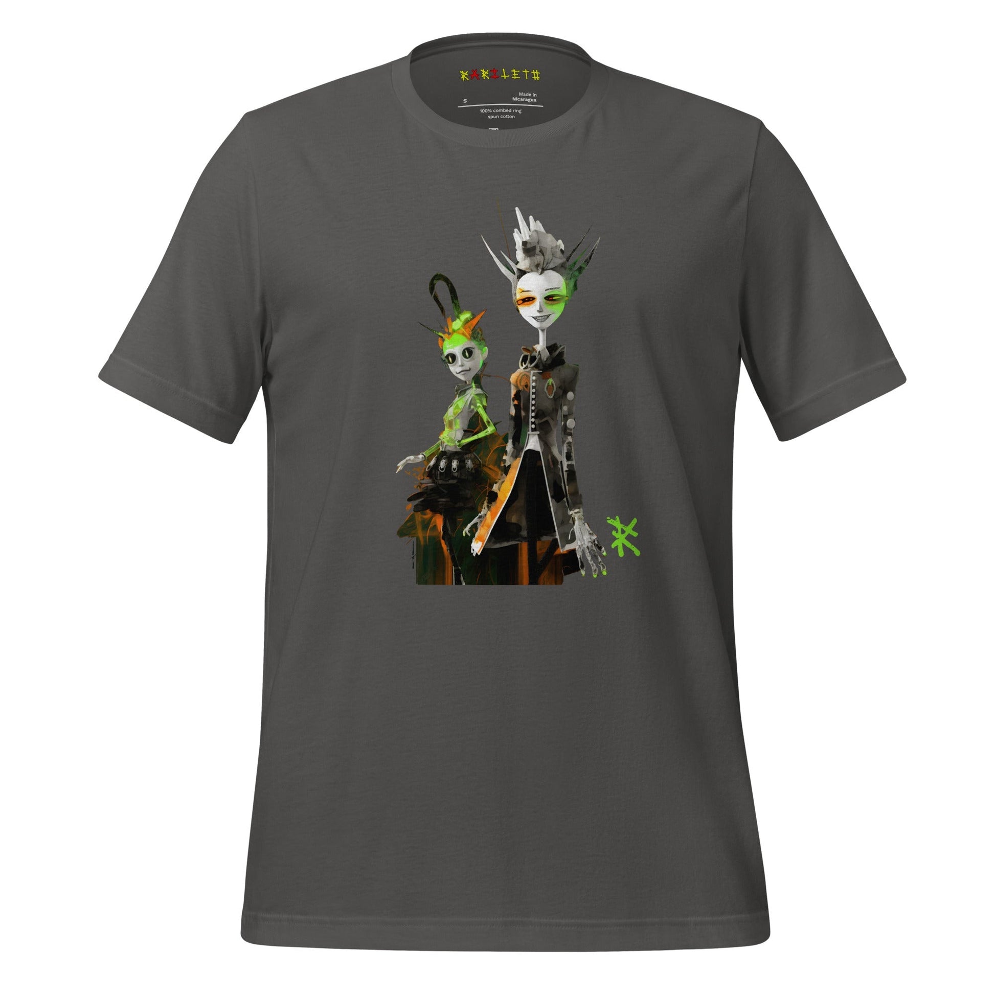 Front Ghost Asphalt: GREEN META ALIEN Premium Crewneck T-Shirt in Asphalt (Front Ghost View)