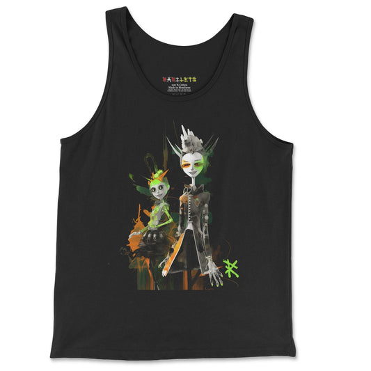 GREEN META ALIEN Tank Top - Black -Rarileto - Front View