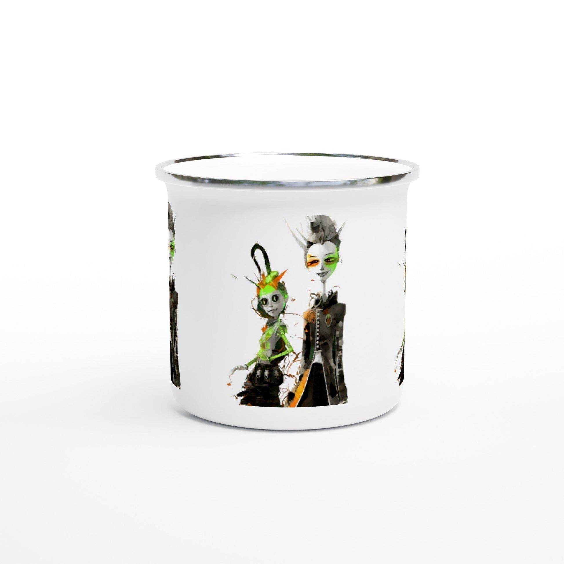 GREEN META ALIENS Enamel Mug - Rarileto - Mugs - Ceramic mug