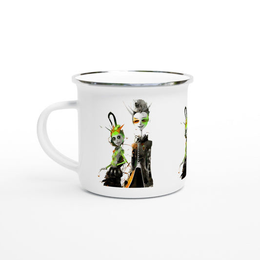 GREEN META ALIENS Enamel Mug - Rarileto - Mugs - Ceramic mug