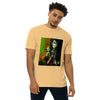 GREEN META ALIENS Premium Heavyweight T-Shirt - Color Vintage Gold - Front View on Model - Rarileto
