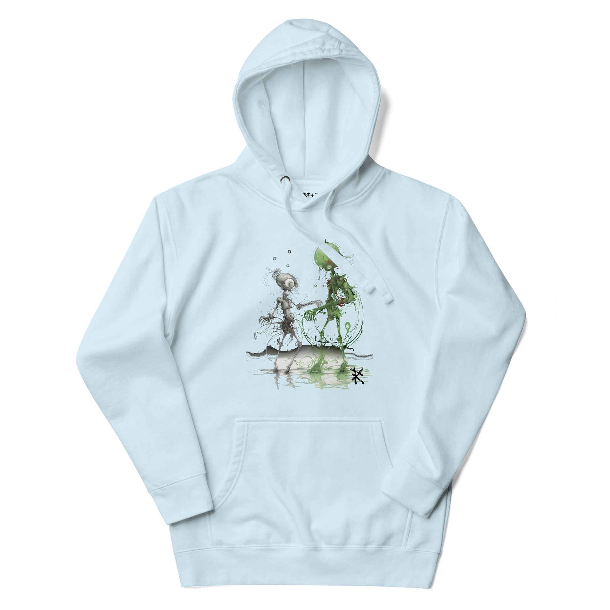 GROOVY MARTIAN DANCE PARTY Hoodie in Sky Blue - Rarileto - Front View