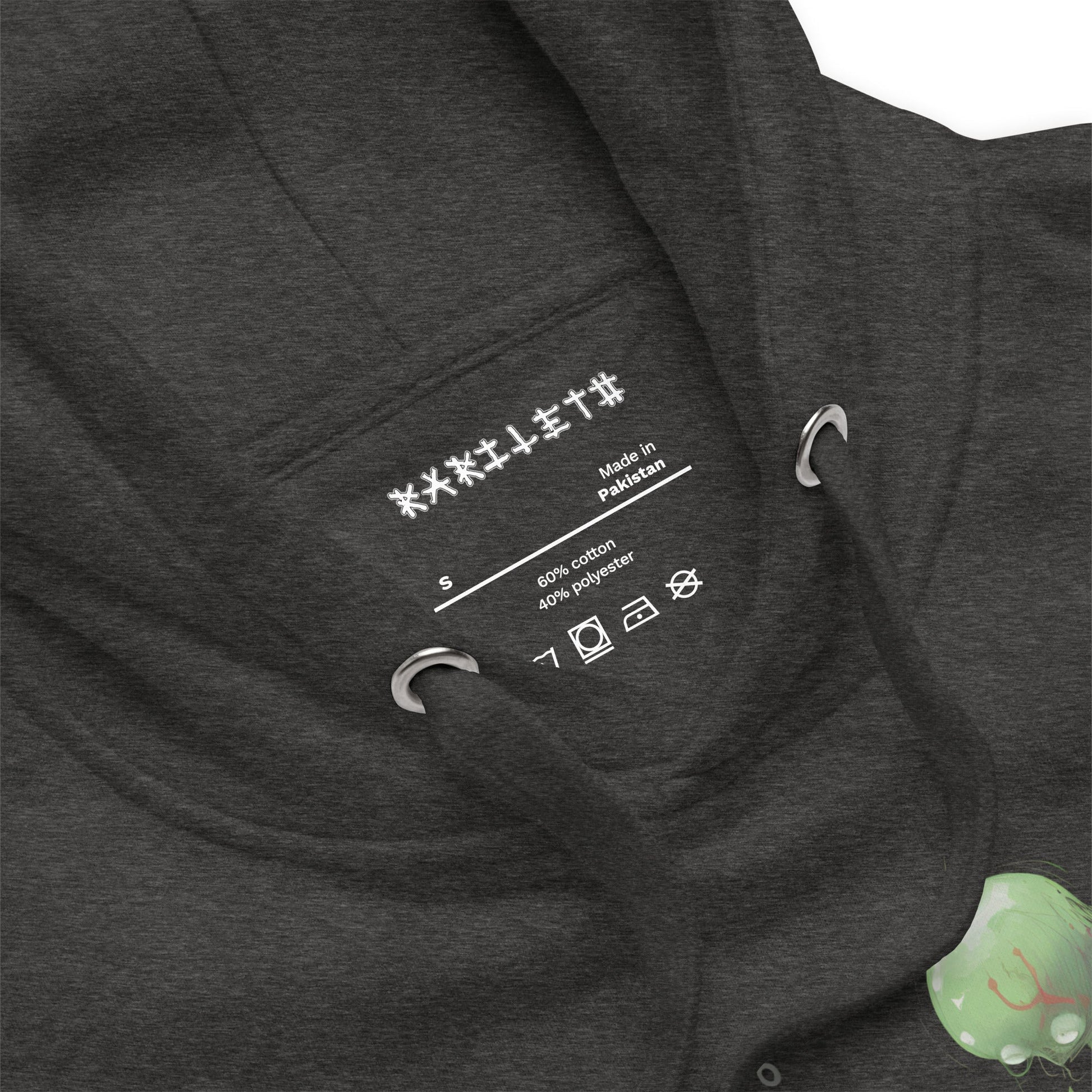 GROOVY MARTIAN DANCE PARTY Hoodie in Charcoal Heather - Rarileto - Neck Detail Front View