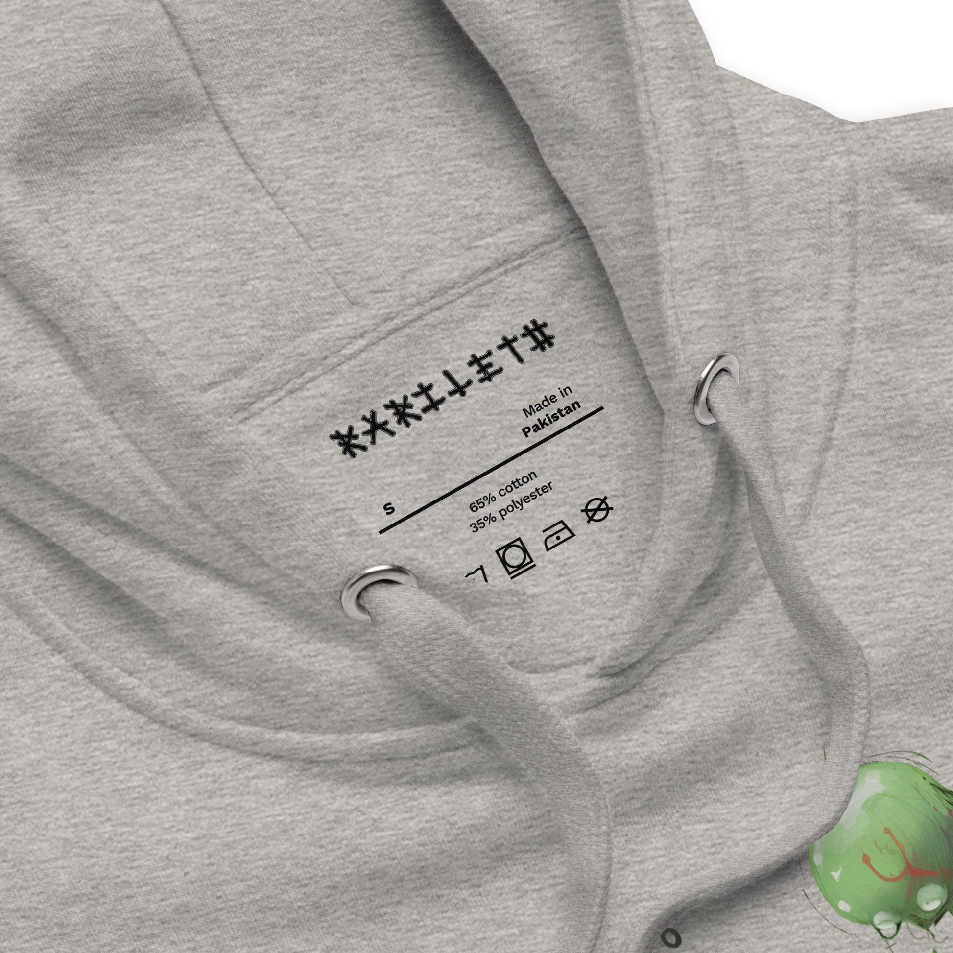 GROOVY MARTIAN DANCE PARTY Hoodie in Carbon Grey - Rarileto - Neck Detail Front View