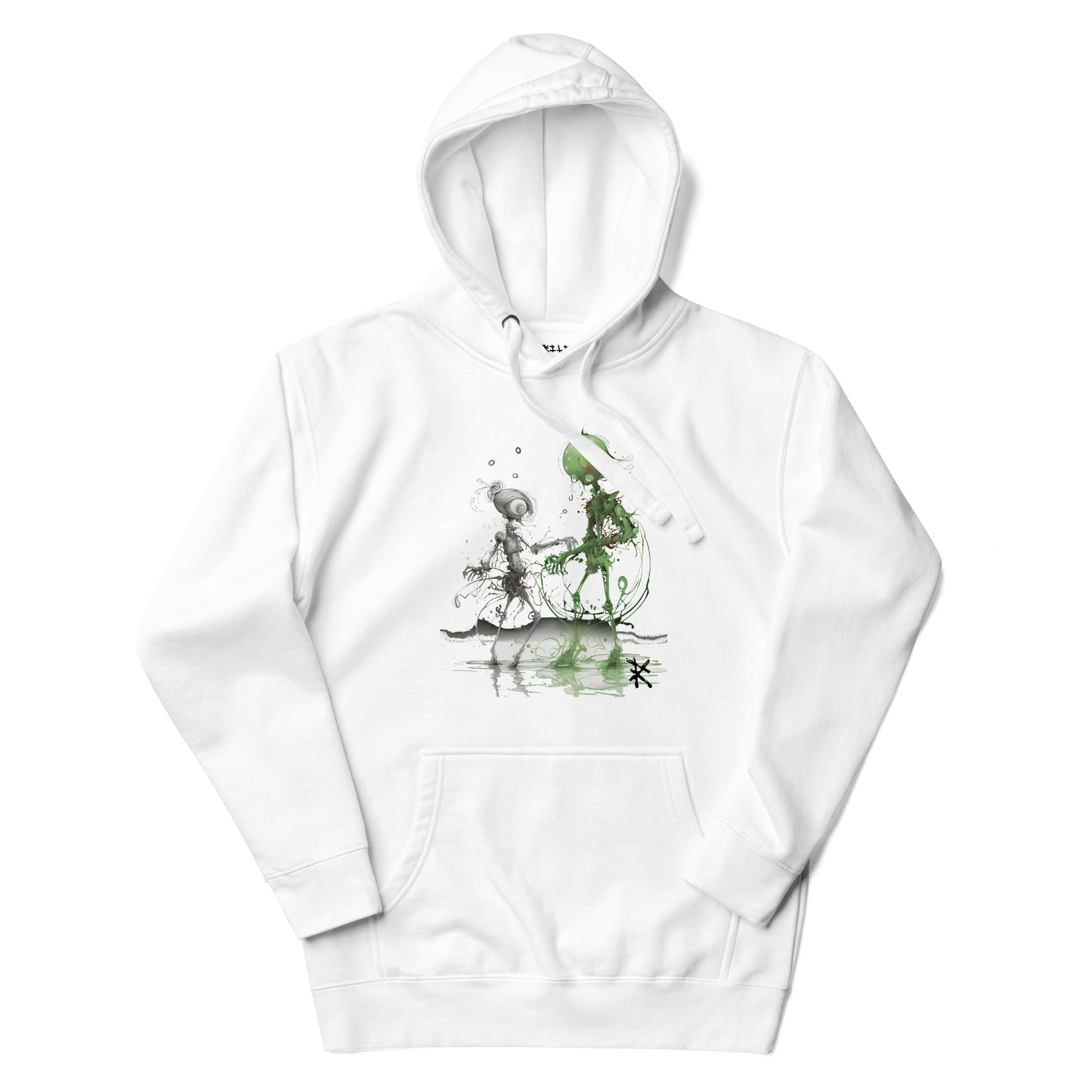 GROOVY MARTIAN DANCE PARTY Hoodie in White - Rarileto - Front View