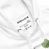 GROOVY MARTIAN DANCE PARTY Hoodie in White - Rarileto - Neck Detail Front View